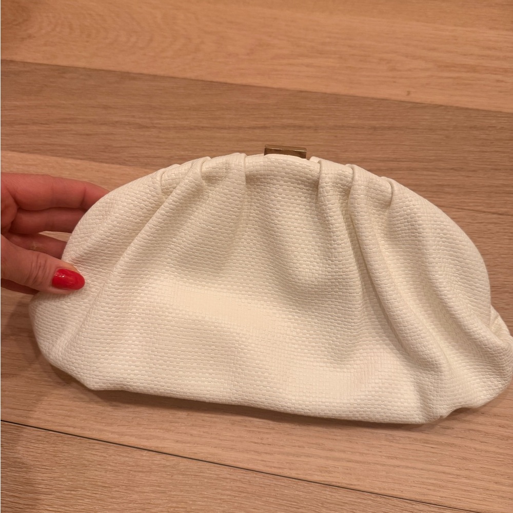 Chic White Textured Clutch